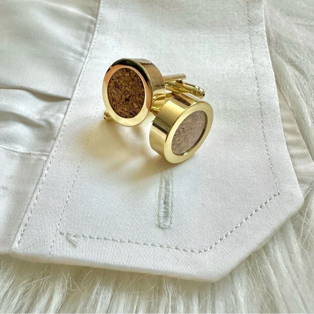 Gold Cork Cufflinks Wine Connoisseur Sommolier Winery Vineyard Wedding Groomsmen
